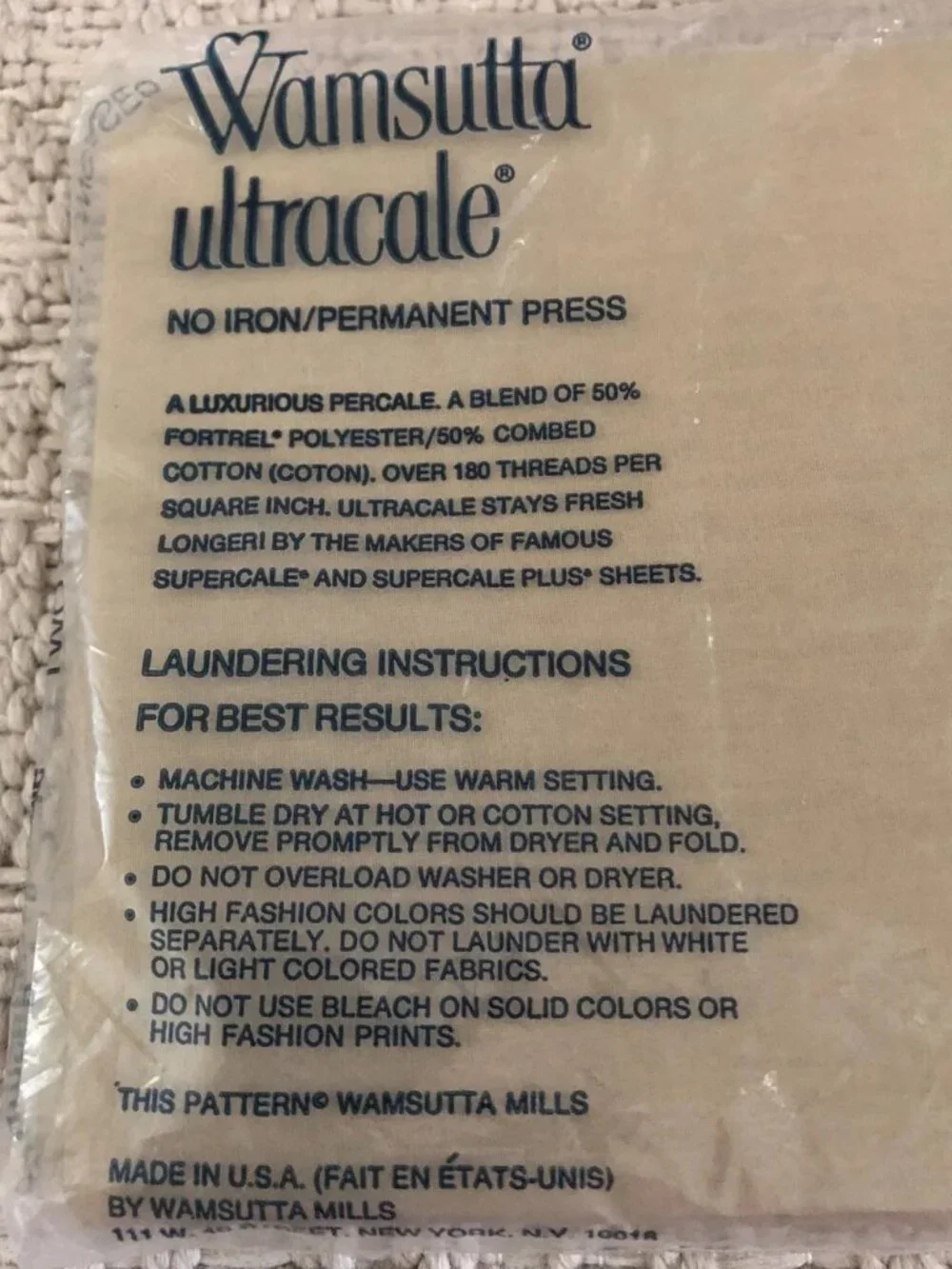 Vintage Wamsutta No Iron Ultracale Standard Pillowcases 2 in Package Made In USA